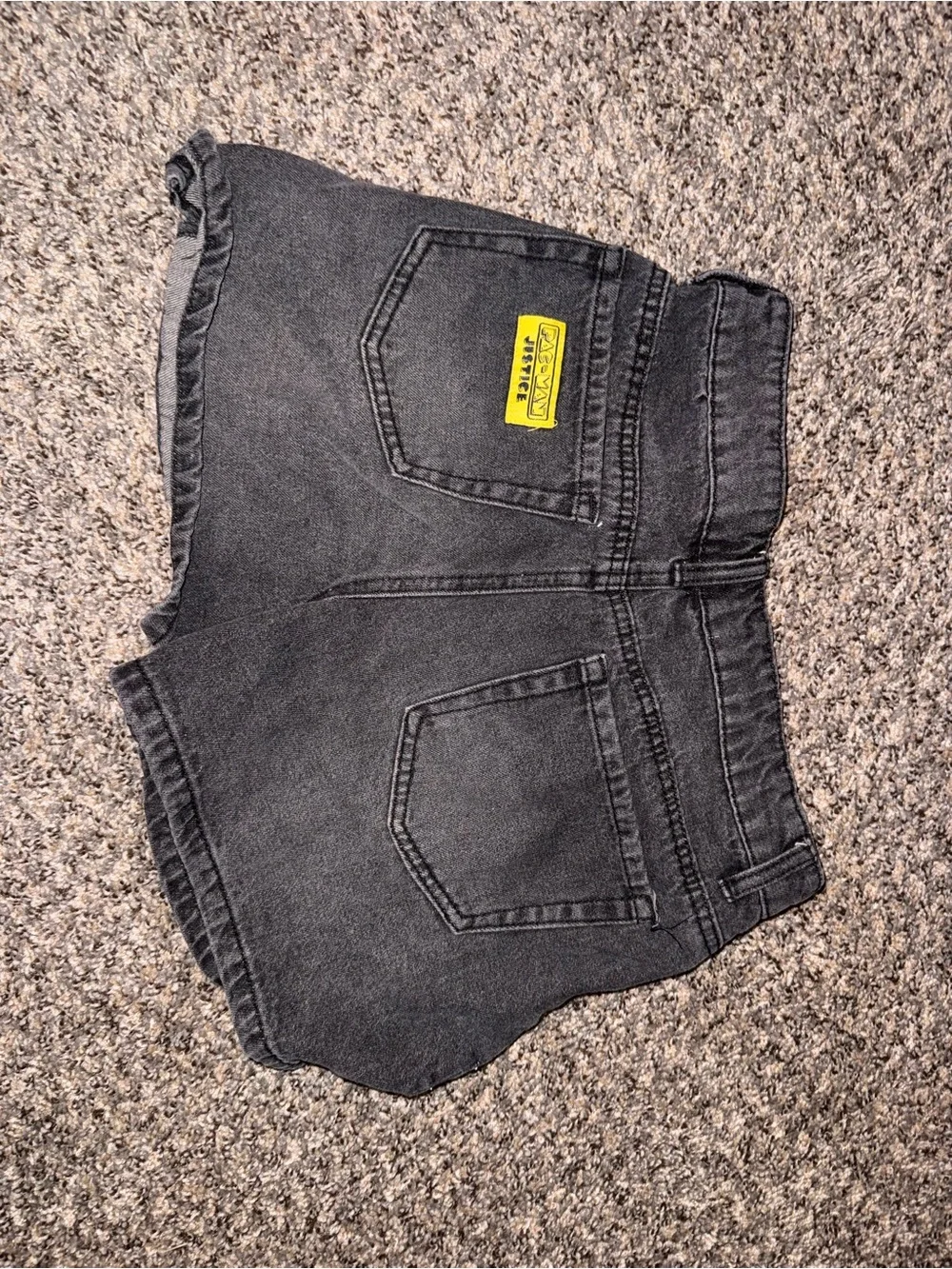 Justice Pac-Man Black Denim Shorts with Rhinestones